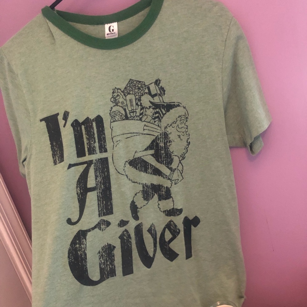 “I’m a Giver” Green Ringer Tee M